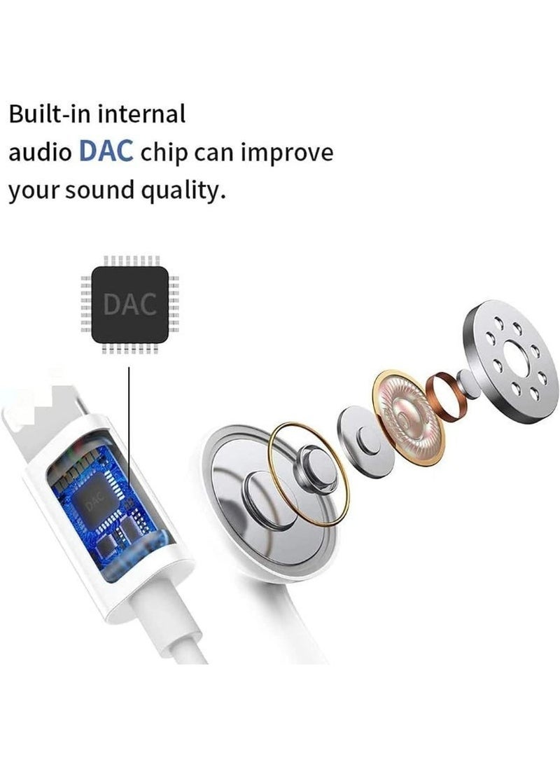 لنكوو سماعة أذن سلكية من لنكوو مع ميكروفون مدمج، منفذ توصيل USB-C، جودة صوت عالية، تصميم مريح داخل الأذن، رؤوس سيليكون قابلة للتبديل (متوسط وكبير)، متوافقة مع هواتف Samsung Galaxy و Google Pixel و Apple iPhone 15 و iPad و MacBook وغيرها من الأجهزة الذكية بمنفذ تايب سي - لون أبيض. - Image 3